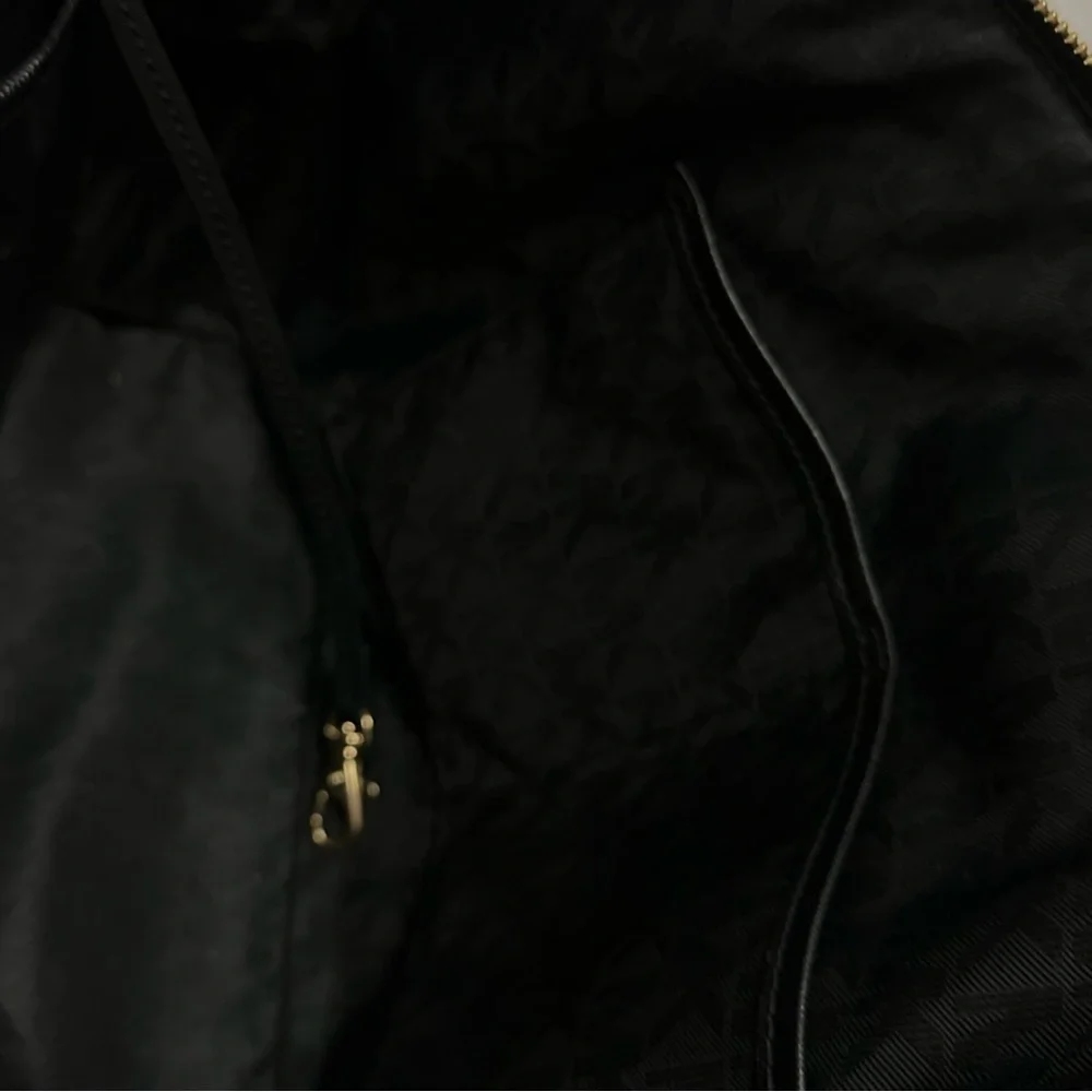 MICHAEL KORS faux leather top zip Charlotte bag in black
